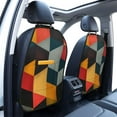 thumbnail image 3 of Pofeuu Geometric Cube Pattern Art Print 2 Pack PU Leather Kick Mat Back Seat Protector, Universal Car Seat Back Organizer, Waterproof Backseat Protector For Most Car, 3 of 8