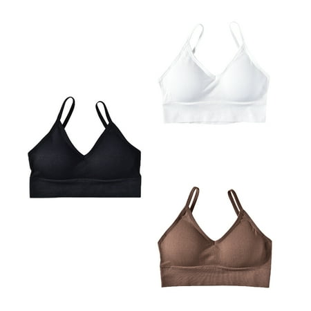 

Baywell 3 Pack Women s Crop Top Camisole Tanktop - Mini Cami Sports Seamless Bra Spaghetti Strap Bandeau Underwear No Pad Wire 36/80ABC 38/85AB