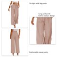 thumbnail image 3 of Pantalón De Corte Regular Para Mujer Pierna Ancha Recta Cintura Alta Cierre De Botón Pantalones De Negocios Modernos Rosa L, 3 of 4