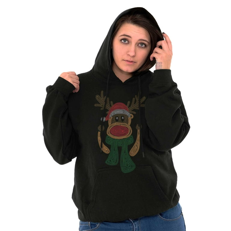 Ugly Christmas Santa Sock Monkey Hoodie Sweatshirt Women Men