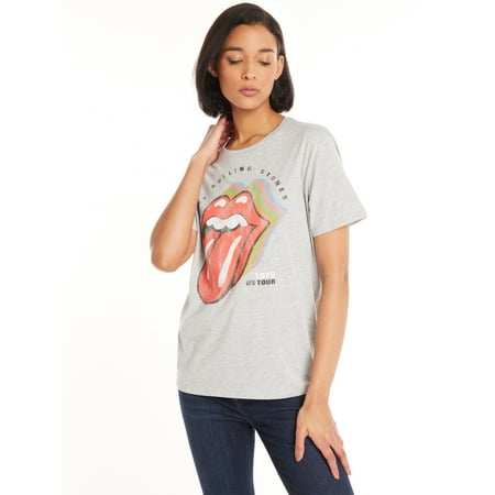 Time and Tru Rolling Stones Neon Tongue Women's Graphic T-Shirt with Short Sleeves, Sizes XS-XXXL