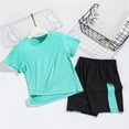 thumbnail image 4 of SGFCWSX Boys 2 Piece Athletic Outfits Summer Quick Dry Short Sleeve T Shirt Shorts Sports Set for Teens Green Size 13, 4 of 9