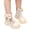 White, variant on Girls Summer Ankle Boots Breathable Mesh Lightweight Fashion Side Zipper Bow Pearl Chunky White,Size 26