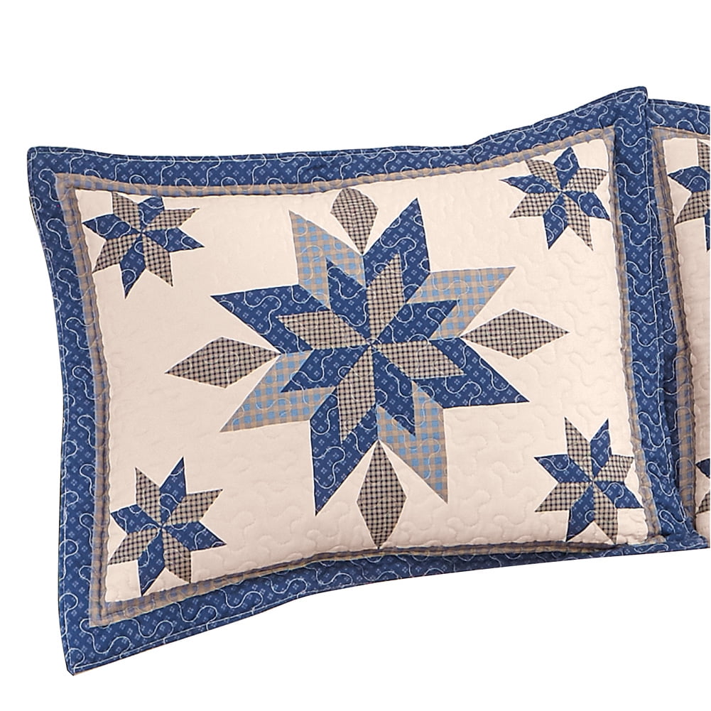 Classic Country Star Patchwork Scalloped Edge Pillow Sham by Collections Etc 