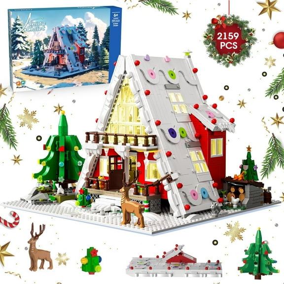 CUTEHELPER Christmas Building Block Kits Art House Mini Building Sets with LED Light, 2159PCS Christmas House Building Toy Bilayer Construction, Xmas Holiday Festival Decor Gifts for 6 Kids Adults