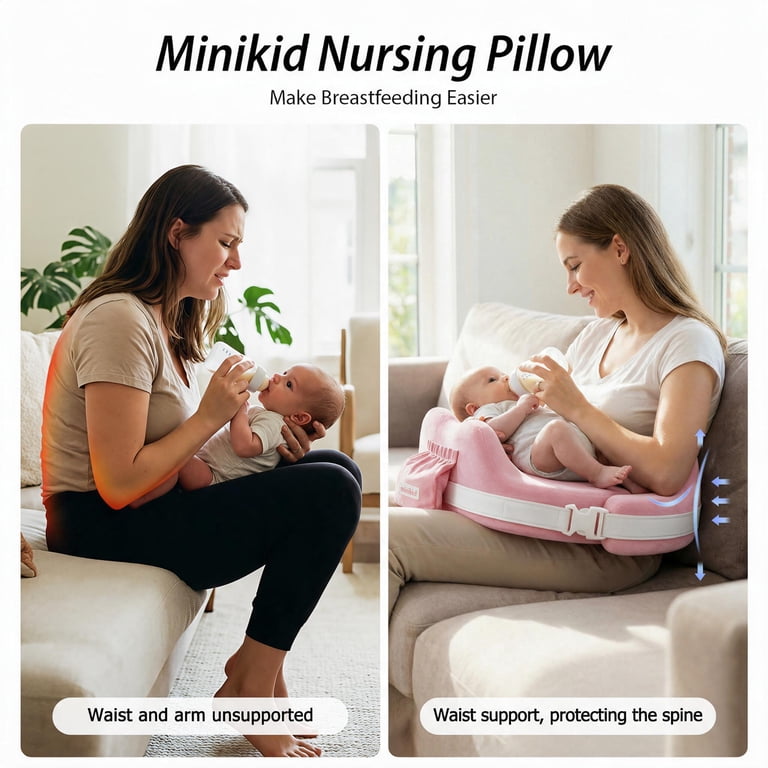 Vipuse Minikid Nursing Pillow, 60D Memory Foam Pink photo 6