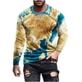 thumbnail image 2 of TIMIFIS Chandails pour Hommes Chandail Imprimé Décontracté T-Shirt à Manches Longues pour Hommes Col Rond T-Shirt Graphique Hauts Hommes Coupe Ample Chandail de Course Chandail Taille-Bluefall, 2 of 5