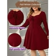thumbnail image 7 of Sucegi Plus Size Long Sleeve Ribbed Dress - Tie Neck, Waist-Cinching, Vintage Fashion for Women, Winter New Arrivals., 7 of 7