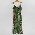 thumbnail image 5 of Jungle Print Jaguars Lush Leaves Sleeveless Suspender Dress Summer Fashion Casual Long Dress, 5 of 9