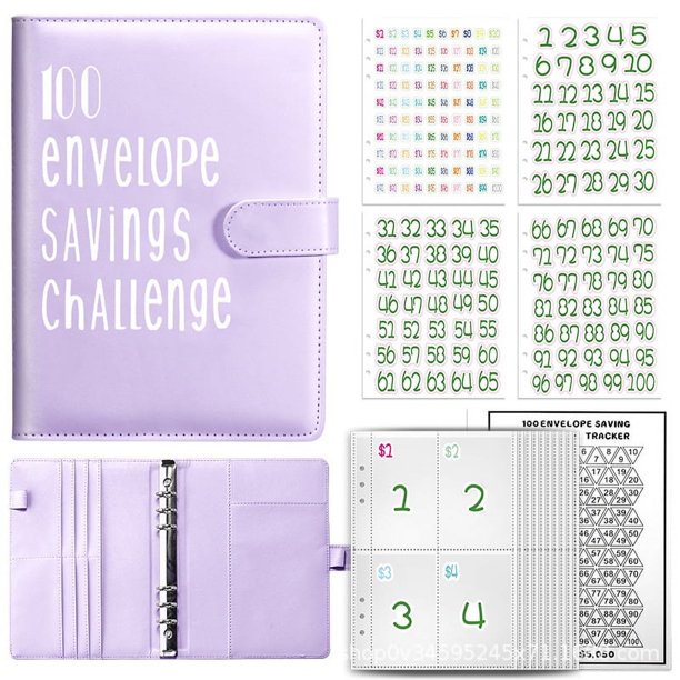 100 EnvelopeChallenge libro de ahorros de hojas sueltas de 100 días para parejas sobre de efectivo para ahorrar dinero