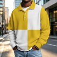 thumbnail image 2 of Atogsazn Men's Striped Button Down Sweatshirt Casual Waffle Collared Long Sleeve Pullover Sweater Fall Winter Tops Yellow XXXL Fashion, 2 of 7