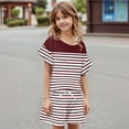 thumbnail image 5 of Abcomgle Girls Short Sets Size 7-8 Girls 2 Piece Outfits Floral Print Ruffle Sleeve T-Shirts and Elastic Waist Shorts Cute Trendy Girls Shorts Set 4-5 Years,Wine, 5 of 5