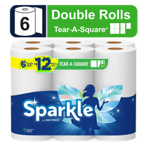 Sparkle Tear-a-Square Double Roll has 110 2-ply sheets Paper Towels, 6 Double Rolls