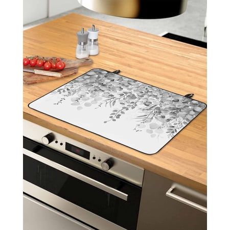 

Grey Botanical Stove Top Covers for Electric Stove Heat Insulation Fireproof Glass Cooktop Cover Counter Top Glass Stove Cover for Prevent Scratches 31 x24 Weeping Eucalyptus Leaves Watercolor