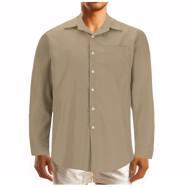 Birdeem Chemise Décontractée Mode Homme Couleur Unie Boutons Poches Manches Longues Col Rabattu