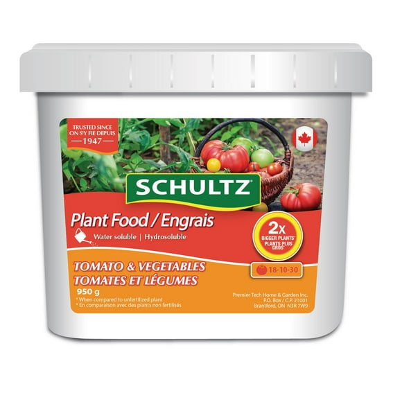 Schultz® Tomatoes & Vegetables Water Soluble Plant Food 18-10-30, 2X bigger plants*