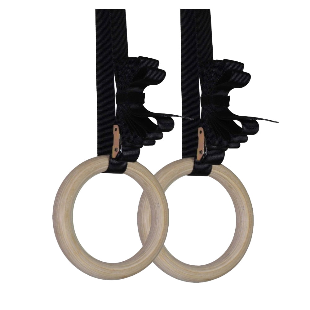 Titan Fitness Wooden Gymnastics Rings with Cam Buckle Straps, Home Gym Equipment, 8” Walmart