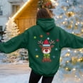 thumbnail image 5 of larppty Christmas Hooide for Women Long Sleeve Cute Reindeer Print Fall Pocket Hooded Sweatershirt with Drawstring (Green, M), 5 of 8