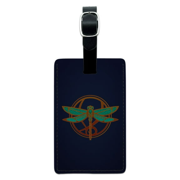 Dragonfly Elegant Rectangle Leather Luggage Card Suitcase Carry-On ID Tag