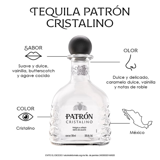 Tequila Patrón Añejo Cristalino 700 ml | Bodega Aurrera en línea