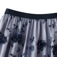 thumbnail image 2 of IBTOM CASTLE Women's Floral Embroidered Tulle Skirt Elastic High Waist Mesh Tutu A-Line Midi Long Skirts One Size Navy Blue, 2 of 7