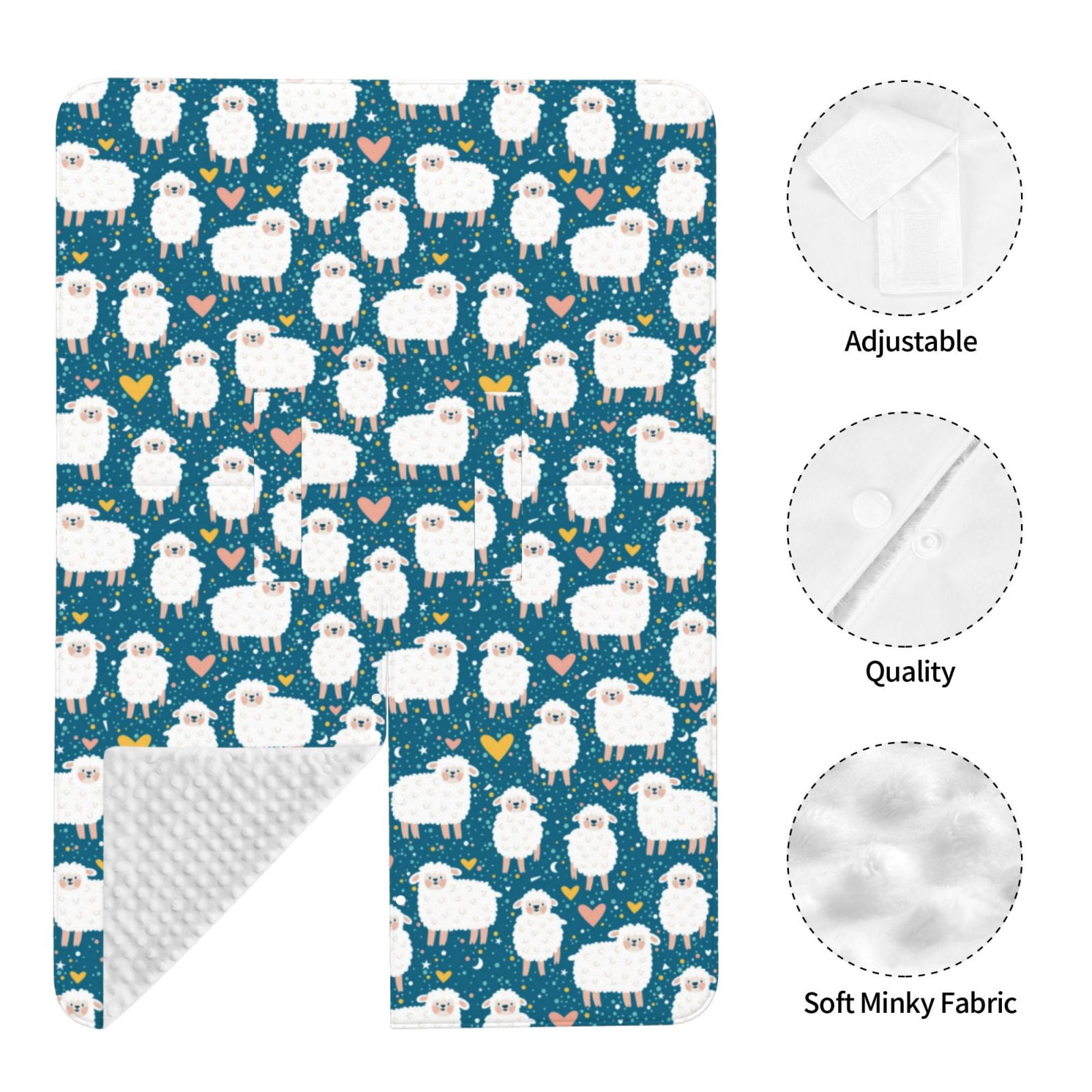 Naloa Cute Sheep And Hearts Baby Car Seat Cover, Breathable Baby Carrier Cover, Multiuse Baby Carrier Cover & Nursing Breastfeeding Cover