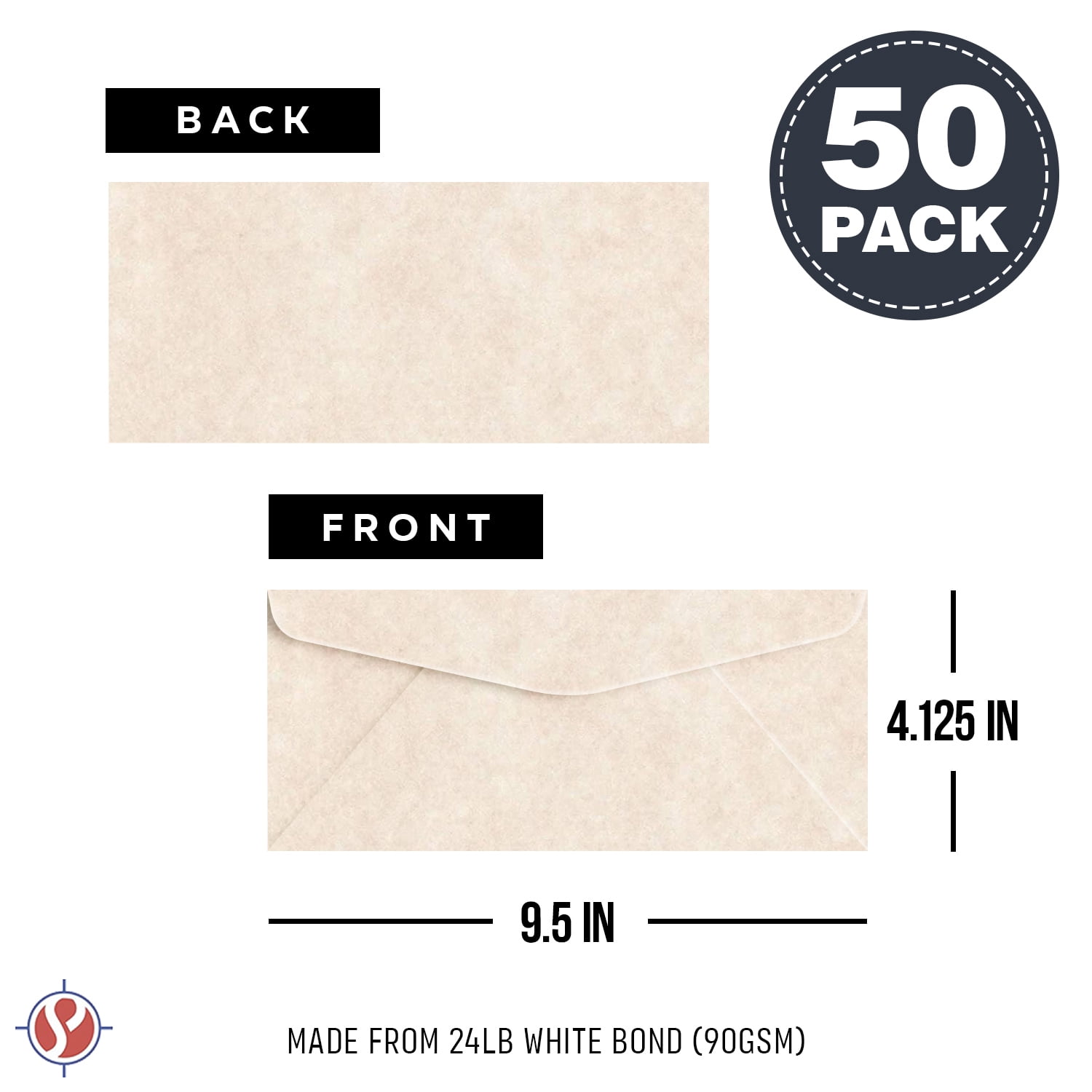 Natural Cream #10 Parchment Business Envelopes – Perfect for Invitations, Greetings, Holiday, Office, Invoices, Letters, Mailings | 4 1/8 x 9 1/2 inches | 50 per Pack