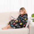 thumbnail image 4 of Colorful Games Star Black Pattern Blanket Hoodies for Kids 6-13YR Oversize Wearable Blanket Hoodies for Boys Girls Teens, 4 of 7