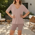 thumbnail image 5 of Women Oversized V Neck T Shirt and Bike Shorts 2 Piece Lounge Set Workout Reversible Tracksuit Summer Outfits 2025, 5 of 6