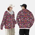 thumbnail image 3 of Kdxio Apricot color Skull flower Print Women Men Sun Protection UPF 50+ Jackets Zip Up Long Sleeve Hoodie Hiking Lightweight with Pockets, 3 of 5