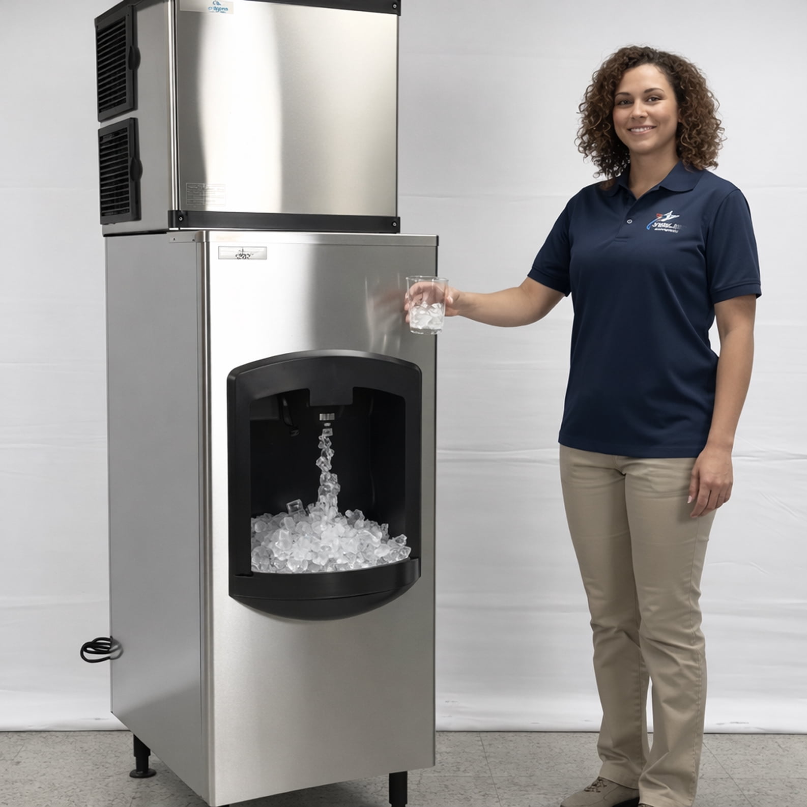 350 lb/Day Commercial Ice Maker & Dispenser – Air Cooled, 275 lb Storage, NSF & ETL Certified, Stainless Steel