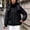 B_ Black, variant on Women's Cotton-Padded Jacket with Pocket Long Sleeve Solid Winter Coat Short Casual Outerwear Hooded Coat Black L