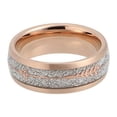 thumbnail image 4 of Wedding Ring Men Women. 8mm Rose Gold Tungsten Band Cupids Arrow Meteorite, 4 of 7