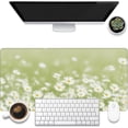 thumbnail image 1 of Green Daisy Flowers Desk Pad Chamomile Flowers Large Gaming Mouse Pad, Extended Big Computer Keyboard Mat, NonSlip Base, Stitched Edge, Ideal for Desk, 31.5x15.7", 1 of 6