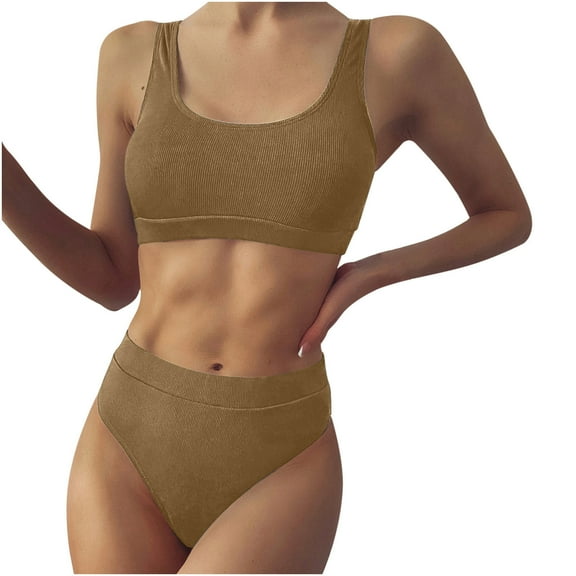 LYXSSBYX Bikinis for Women Plus Size Women's Fashion Bikini Set Swimsuit Two Piece Filled Soild Swimwear Beachwear