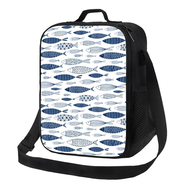 Disketp Blue Fish Bolsa Térmica Estampada para Almuerzo, Lonchera para Hombres y Mujeres Adultos