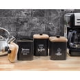 thumbnail image 3 of AuldHome Design Farmhouse Black Enamelware Canisters (Set of 3); Storage Containers for Coffee, Tea and Sugar in Black Enamel and Wood Design, 3 of 8