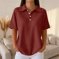 thumbnail image 2 of Stichou Polo Shirts for Women Short Sleeve Button Waffle Knit Golf Tee Cotton Business Casual 2026 Summer Work Tops Wine 3XL, 2 of 7