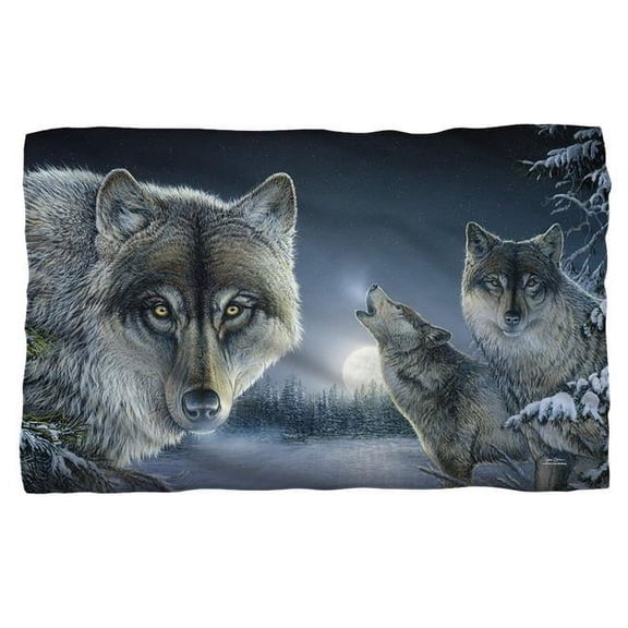 Trevco WW384-BKT1-36x58 36 x 58 in. Wild Wings & Midnight Wolves 2 Polyster Fleece Blanket, White