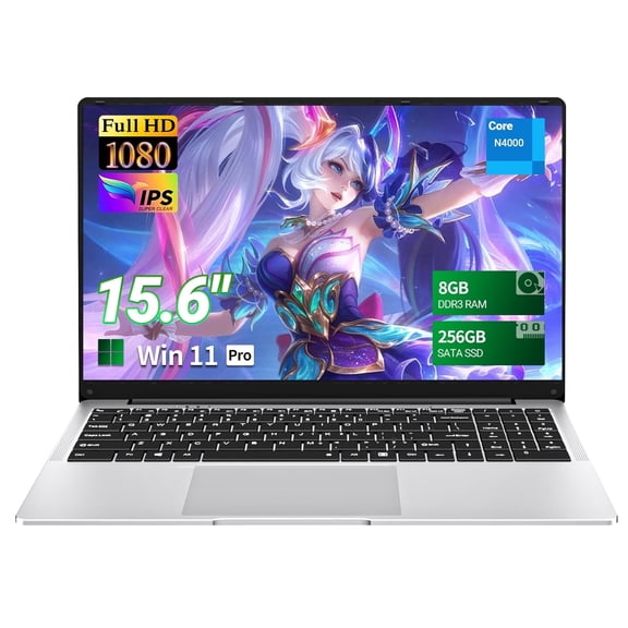 DUNHOO 15.6 Inch Windows 11 Laptop, 8GB RAM, 256GB SSD, Intel Celeron N4000 Up to 2.6GHz, 1080P Fhd Display, Wifi5, Bluetooth4.2 for Student Home & Business Use