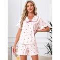 thumbnail image 4 of DARING DIVA Women's Loungewear Ruffle Babydoll Collared Cute Print Pajama Sets S Pink, 4 of 7