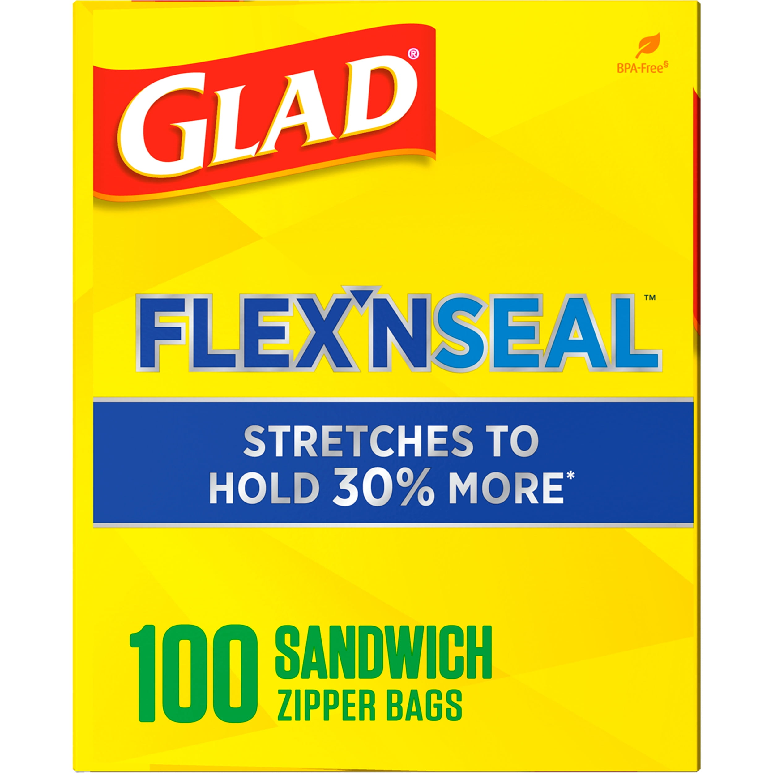 Glad FLEX'NSEAL Zipper Food Storage Sandwich Bags, 100 Count (Pack of 5), 5  pack - Kroger