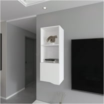 JERFIT 18" White Wall Mount Cabinet with Door & 2 Shelves, Engineered Wood Floating Storage for Living Room, Kitchen, Bathroom