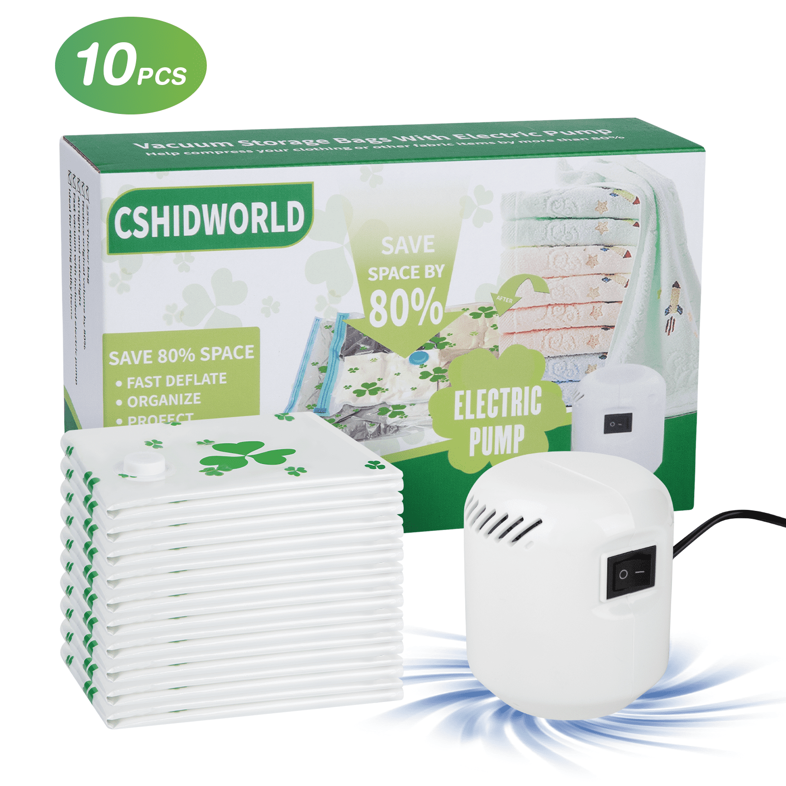 Vacuum Storage Bags with Electric Pump, 10 Pack Large Space Saver Bag