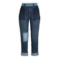 thumbnail image 5 of Time and Tru Women's Cuffed Patchwork Jeans, 5 of 5