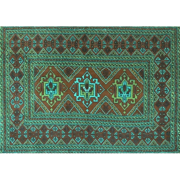 Ahgly Company Indoor Rectangle Persian Turquoise Blue Traditional Area Rugs, 2' x 3'