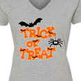 thumbnail image 4 of Inktastic Halloween Trick-or-Treat with Spider and Bats Women's V-Neck T-Shirt, 4 of 5