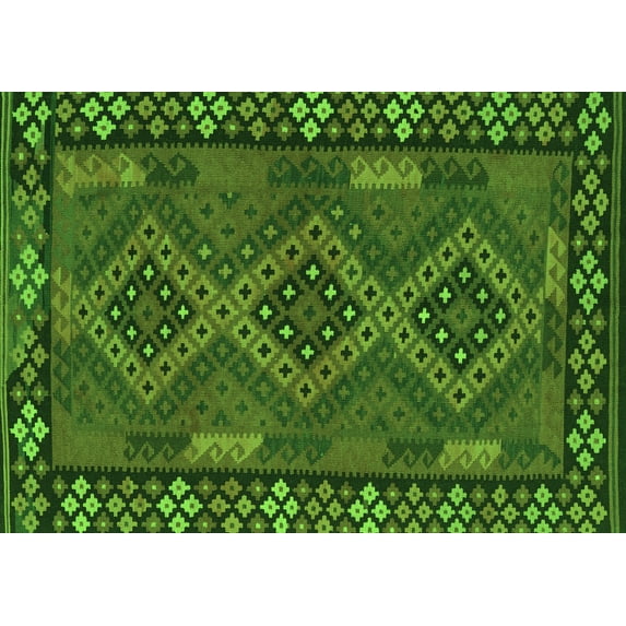 Ahgly Company Indoor Rectangle Southwestern Green Country Area Rugs, 7' x 9'