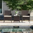 thumbnail image 5 of Homall 3 Piece Rattan Outdoor Patio Set Wicker Conversation Set with Beige Cushion Glass Coffee Table, 5 of 8