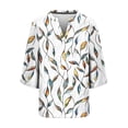 thumbnail image 4 of Xuyuer Women's 3/4 Length Sleeve Tops V Neck Casual Vacation Loose Fit S-5XL Ruffle Cuffs Shirts Dressy Flowy Tunic Tops Hawaiian Shirts Summer Floral Printed Shirt Casual Soft Tunic Tops, 4 of 5
